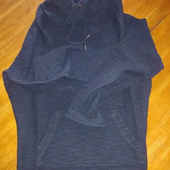 Navy Funnel Neck Shaggy Tweed type stitch Zara Large - Picture 4 of 7